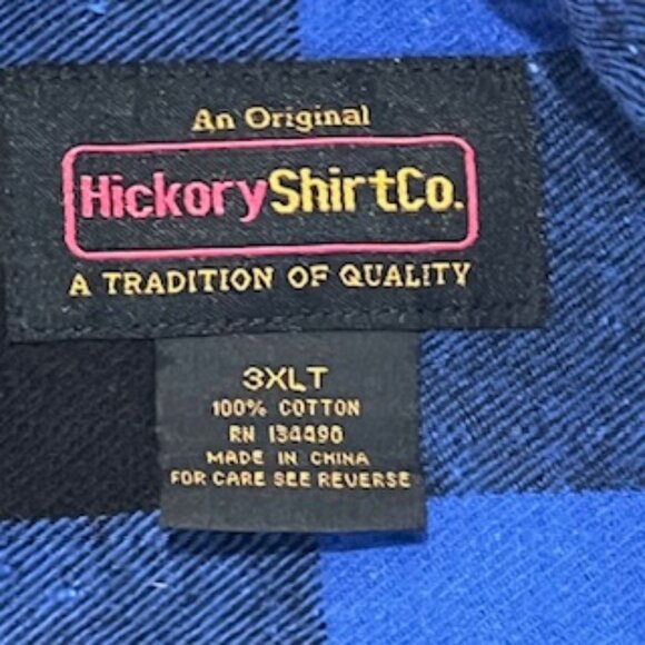 Hickory Shirt Company Men’s 3XLT Cotton Flannel LS Shirt Blue Plaid 1/4 Zip - Picture 5 of 11